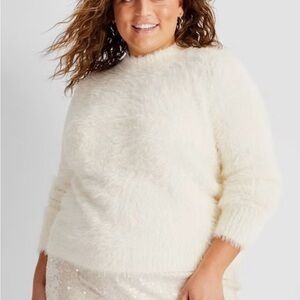 Women's Fuzzy White Sweater target future collective nwt